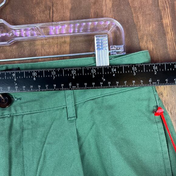 Houston White Mens Pants Green Chinos Single Pleated Wide Leg 100% Cotton 32x32 - Picture 6 of 12